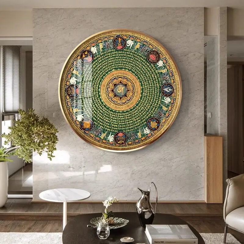 Round decorative painting Tibetan King Kong Jing Thangka entrance corridor Buddhist hall hanging paintings to attract wealth