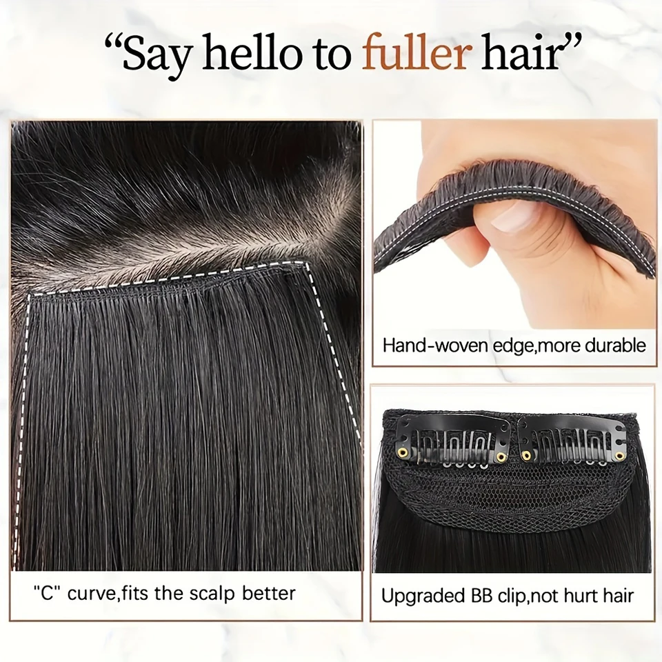 2 Piezas Almohadillas de Cabello Invisibles Naturales para Mujer Extensiones de Cabello Volumen Forro Superior Cubierta Sintética Sin Costura 2