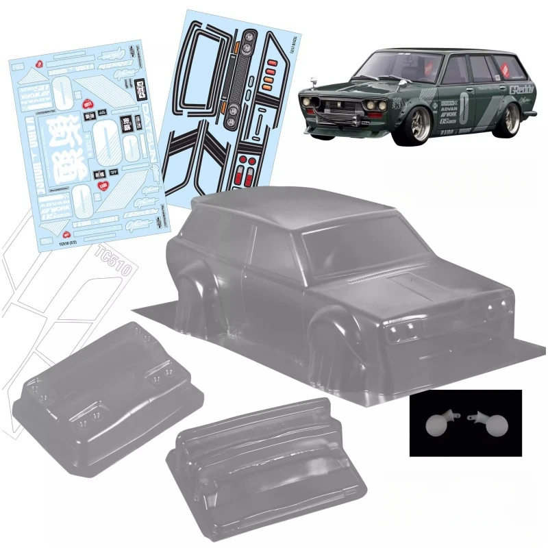 

TC510 1/10 Datsun 510 Wagon Clear body shell 200mm for On Road car 257mm Wheelbase Tamiya tt01 tt02 Chassis Kyosho 3Racing hpi