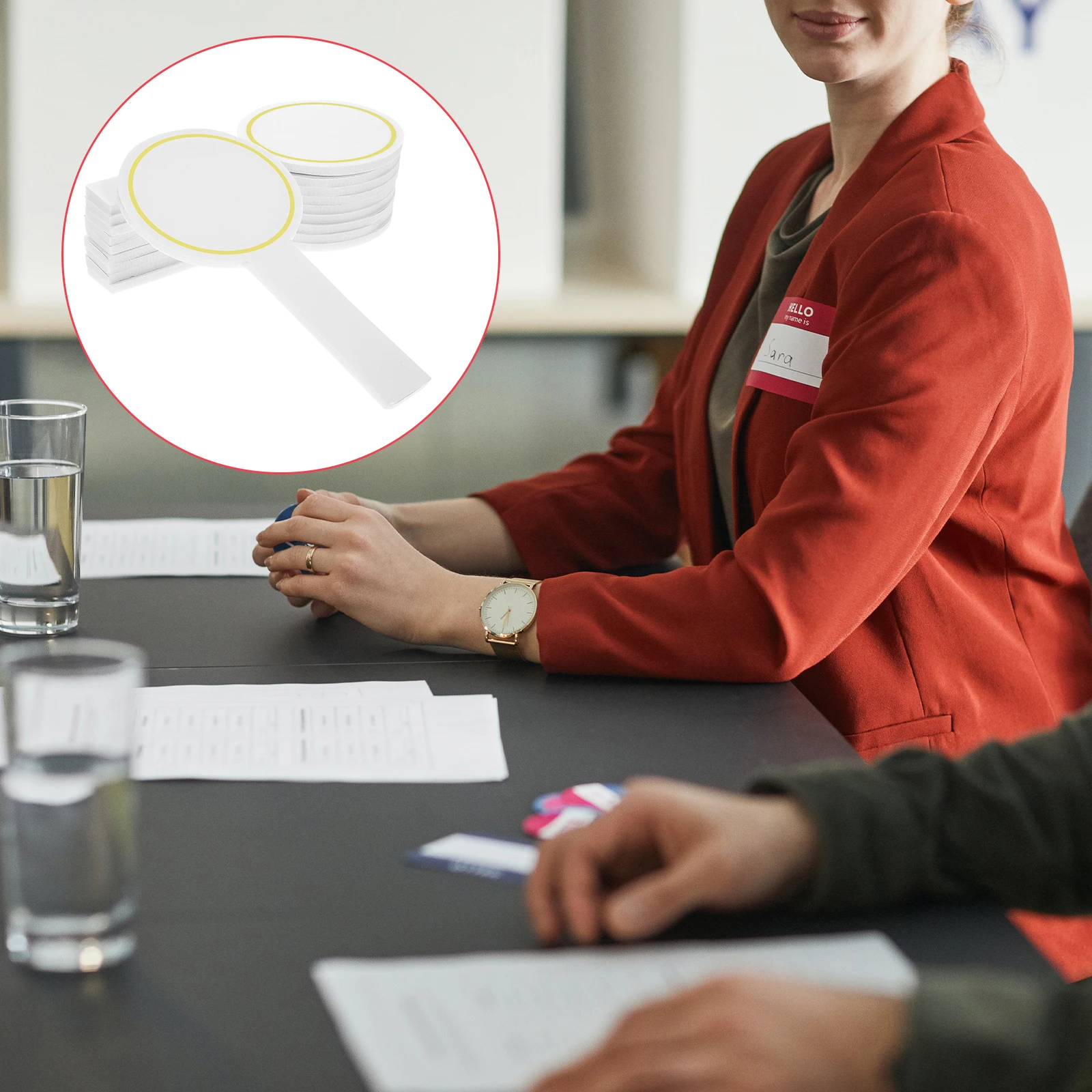 

6pcs Foam Handheld Whiteboard Erasable Voting Board Score Paddles for Students Competitions Large Dry Erase Boards