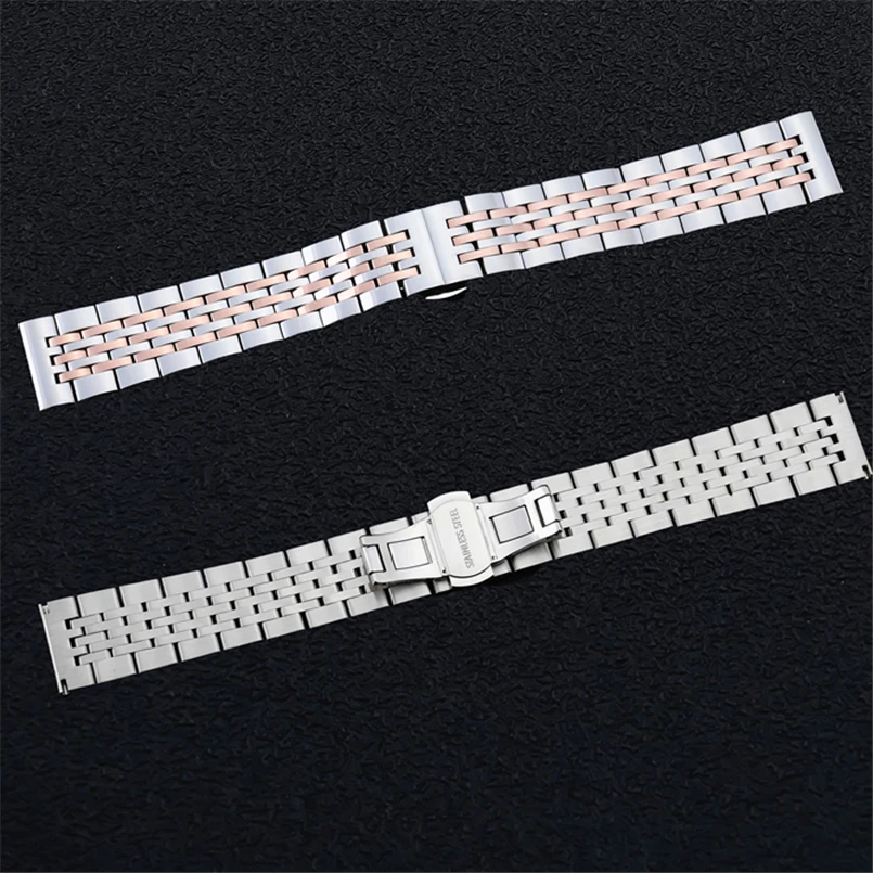 Stainless Steel Watch Band For T41 Seiko Universal Strap Curved End Butterfly Buckle 12mm 14mm 16mm 18mm 19mm 20mm 21mm 22mm