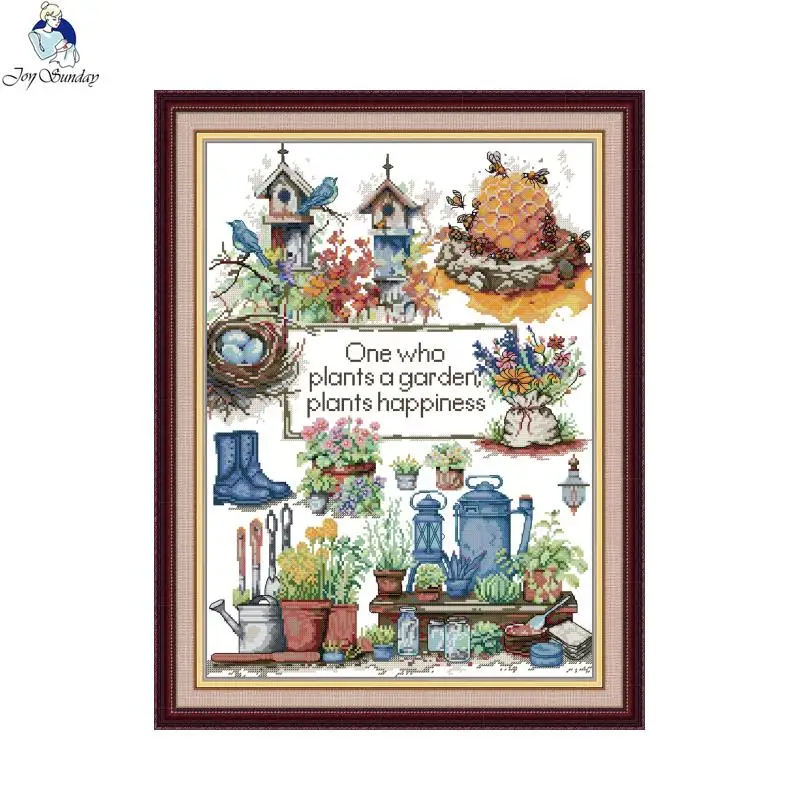 Joy Sunday Still Life Cross Stitch DIY Embroidery Garden Story Print Counted Needlework Diy Painting Home Decoration