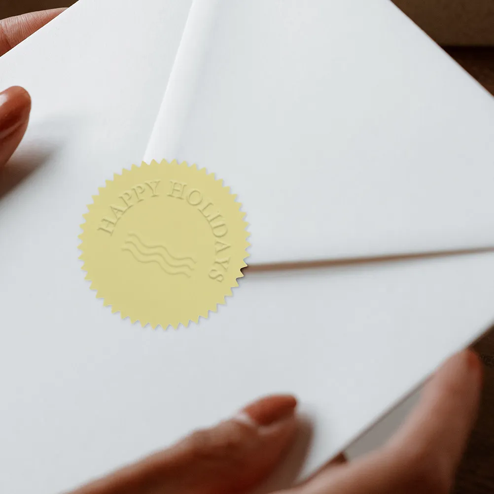 

200Pcs Self Adhesive Embossing Stickers Steel Seal Scallop Edge Tamper Proof Certificate Award Seals Graduation Documents
