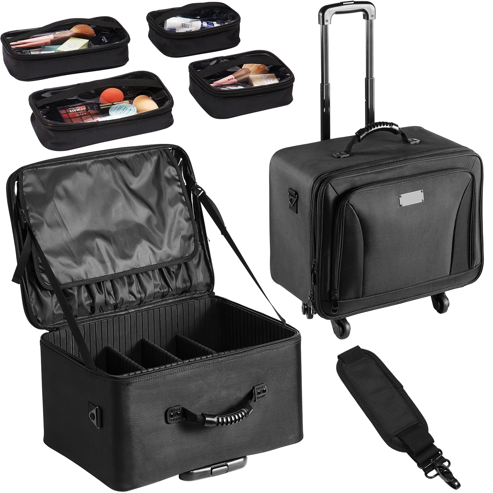 hanging roll-up makeup organizer and travel bag Vanity — 4-Layer Toiletry & – Wellmall large capacity Hanging Toiletry Organizer Mens Roll