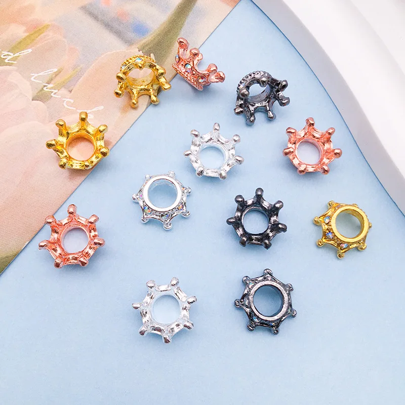 10pcs 4 Farben Strass Einsatz Big Hole Krone Perle lose Abstand halter für Schmuck machen DIY Armband Zubehör Großhandel Lieferungen – Detail 7