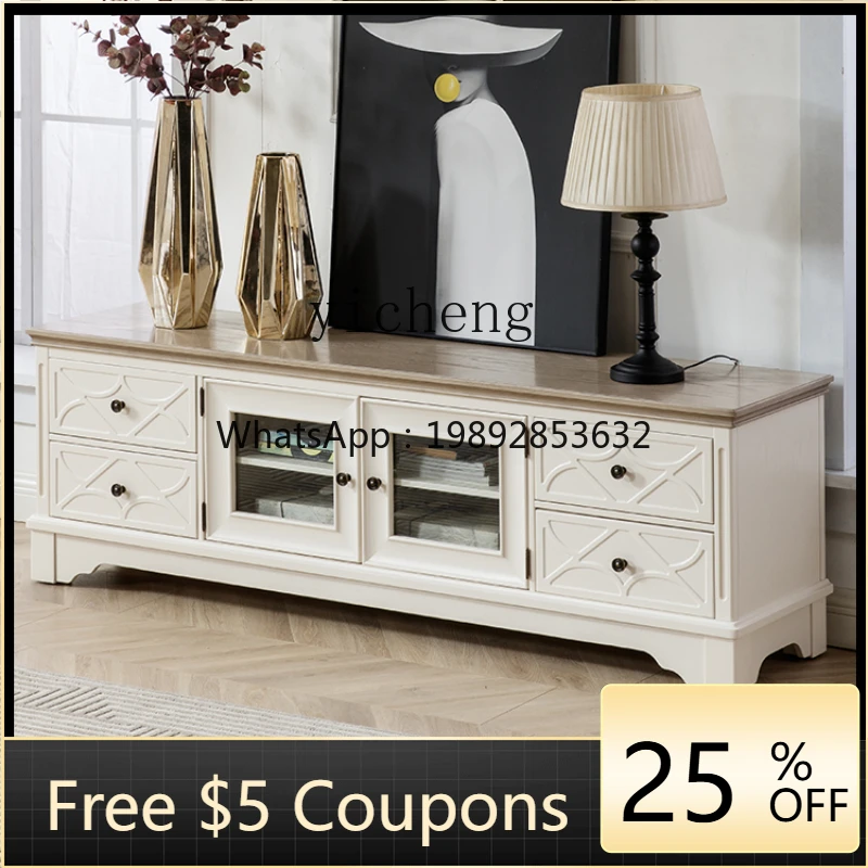 

XL TV Cabinet Carved French Cream Style European Mediterranean Pure