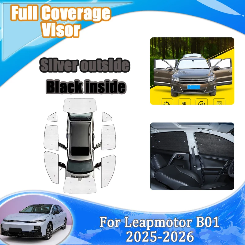 Car Full Coverages For Leapmotor B01 Sunshade 2025 2026 Auto Protection Vehicle Heat Shield Sun Visors Windshield Accessories