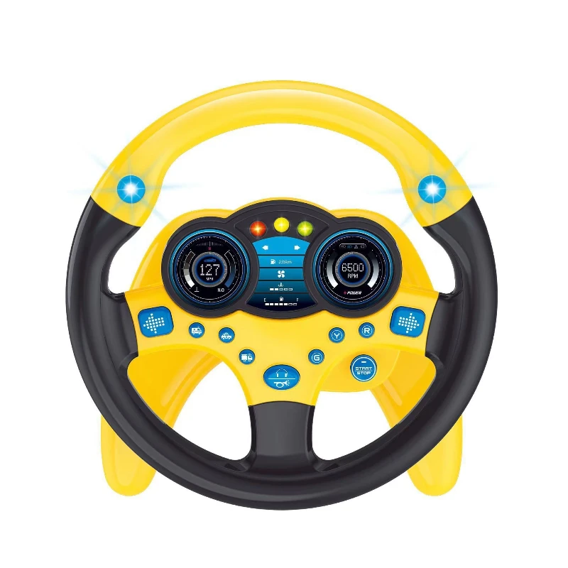 Light-Up Musical Toy Steering Wheel with Realistic Sounds & Buttons for Toddlers, Promotes Cognitive Skills & Soothing Play