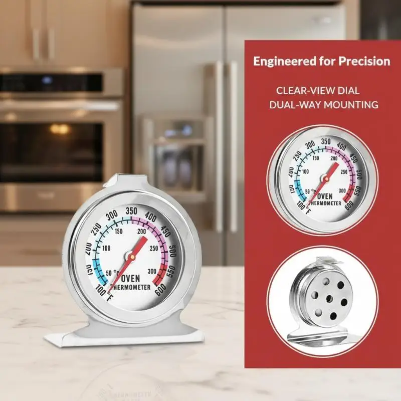 Mini Dial Oven  300°C Stainless Steel Stand Up Temperature Meter Baking Roasting Cooking Monitoring Tool