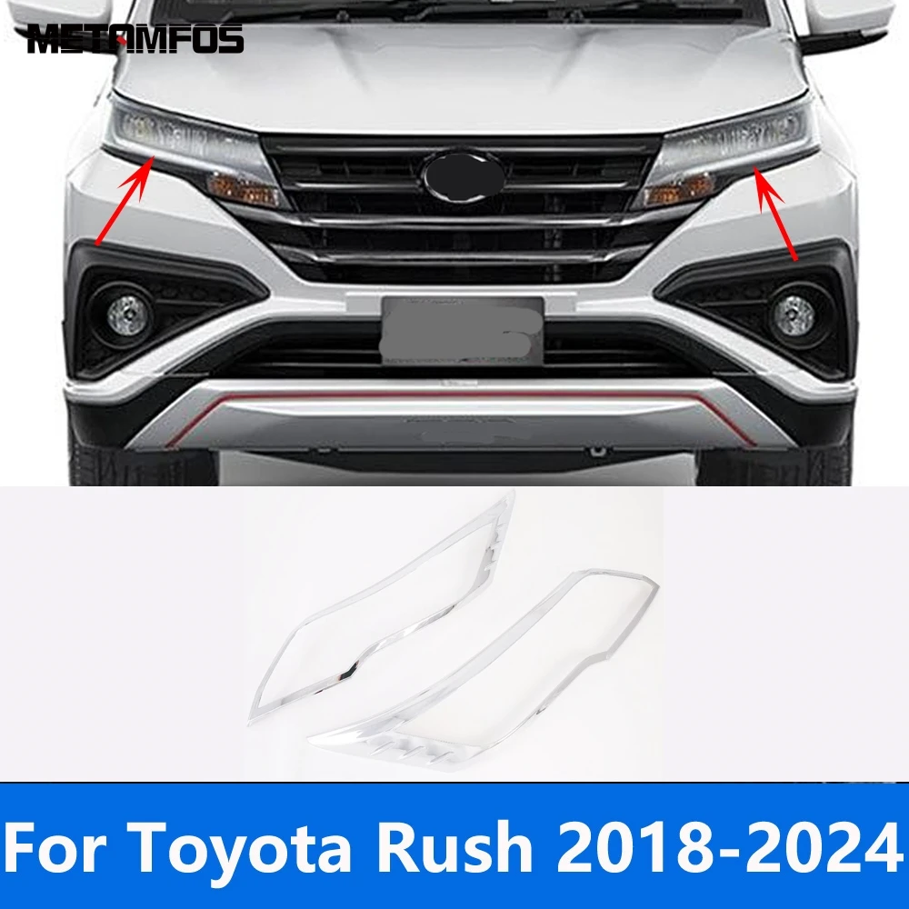 

Head Light Lamp Cover Trim For Toyota Rush 2018-2021 2022 2023 2024 Chrome Headlight Frame Protector Accessories Car Styling