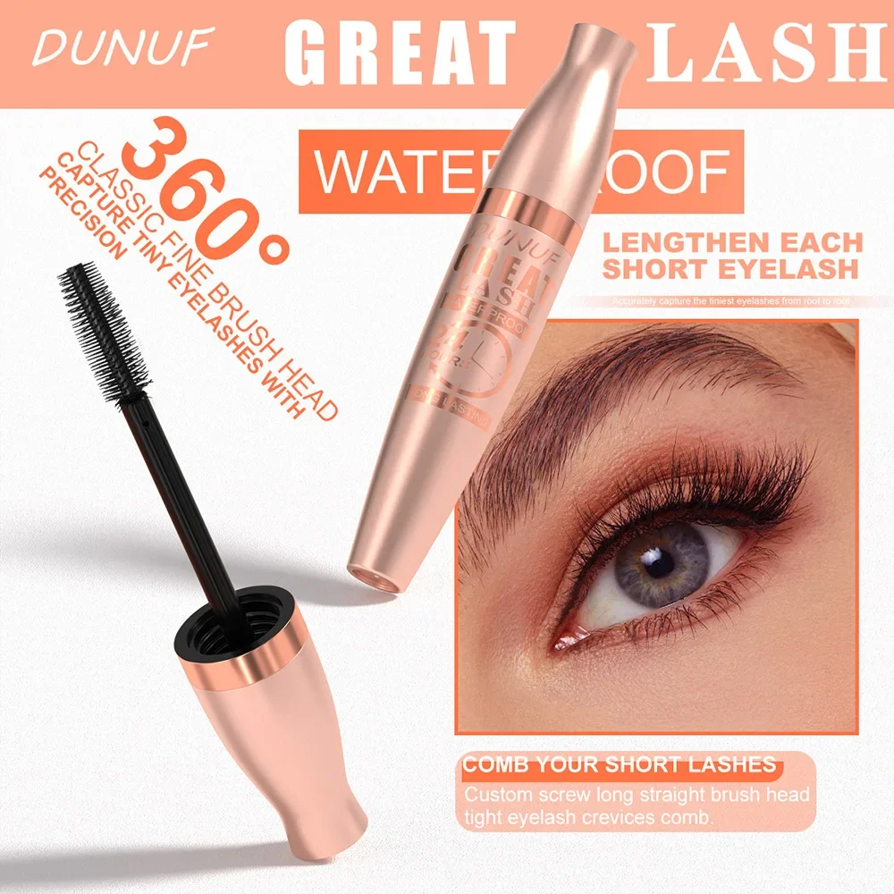 DUNUF Mascara longue durée 24h imperméable volumateur allongeant Curling séchage rapide cils outil de maquillage