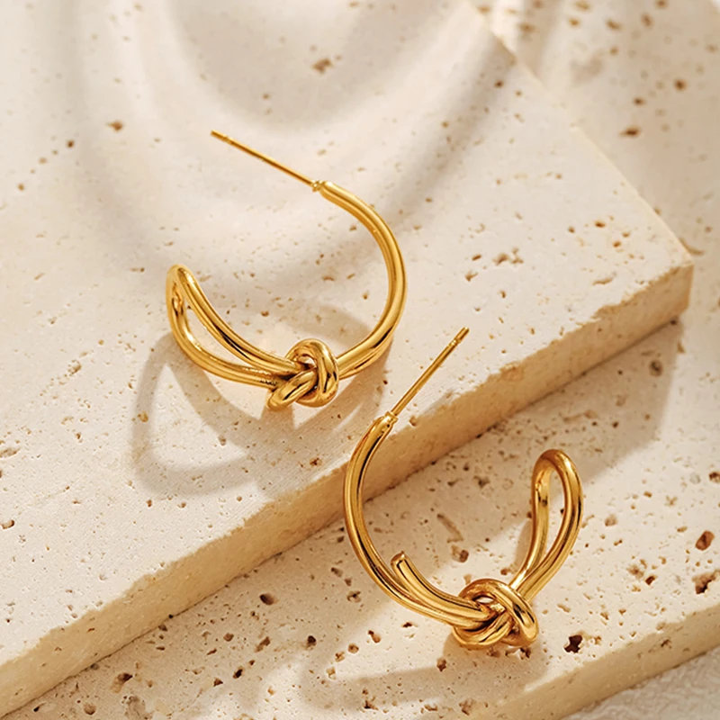 

PAPERPLUS | Stainless Steel C-shape Earring for Women Trendy Daily Jewelry Wear Korean Fashion Birthday Gift New