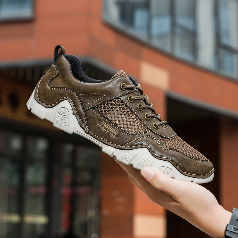 

2025 Новая удобная модная повседневная спортивная дышащая легкая повседневная мужская обувь с низким берцем большого размера с сеткой