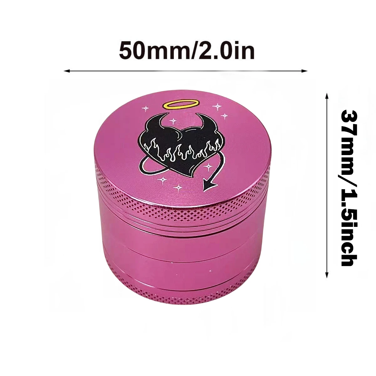 Moedor de Ervas Rosa de 2 Polegadas em Metal com 4 Camadas para Especiarias, Sal, Pimenta, Ferramenta para Fumar Cigarros