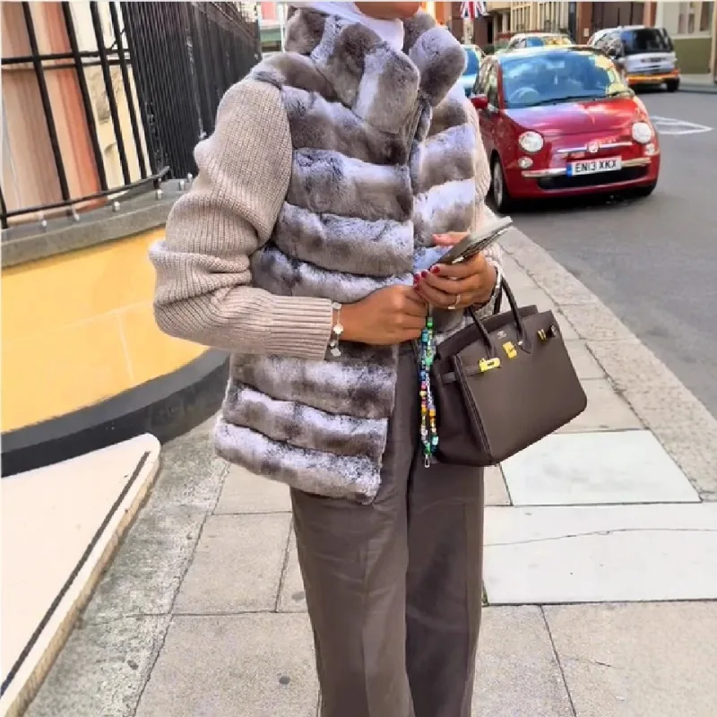 جديد إمرأة Y2K موضة أفخم مخطط سترة مشغولة من الصوف الدافئة جاكيت زيبرا الخريف والشتاء الاتجاه الخريف الشتاء معاطف الموضة 2026 #6