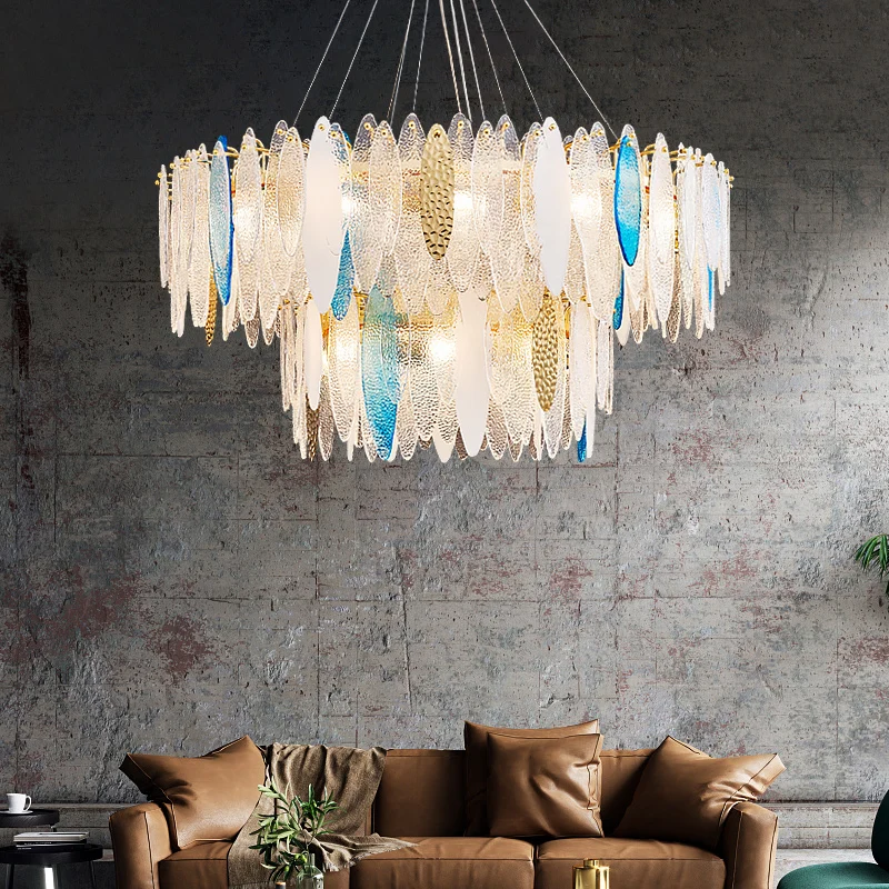 

Postmodern LED Glass Chandeliers Alloy Art Deco Designer LED Pendant Lights Living Room Hang Lamp Bedroom Home Lighting