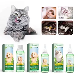 Dog Ear Cleaner Ear Dirt Odor Cleaning Mite Itching Control Teeth Whitening Mouth Freshener Remove Tartar Pet Oral Care Solution