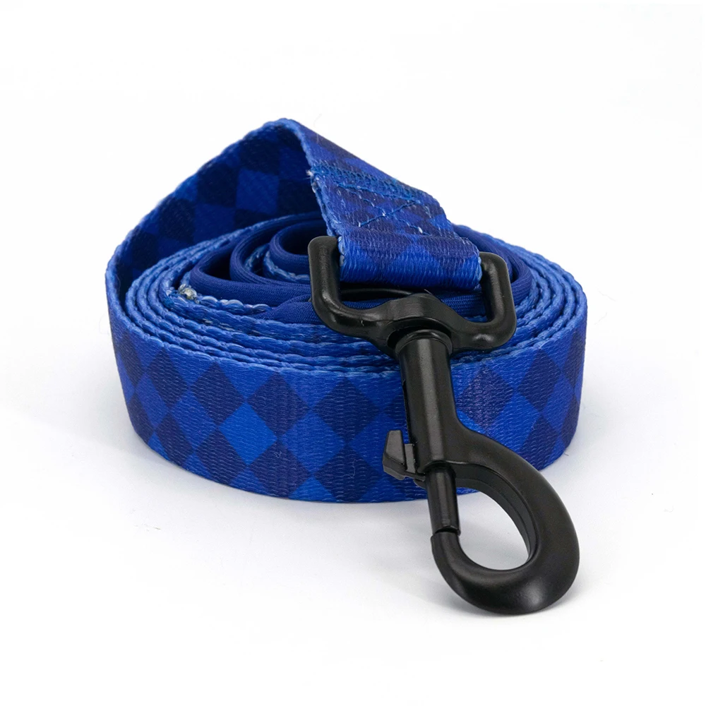 Collarlogo Adjustable Pet Dog Collar Durable Soft Cute Creative Dark Blue Rhombus Leash Neoprene Harness Poop Poo Bag Dispenser