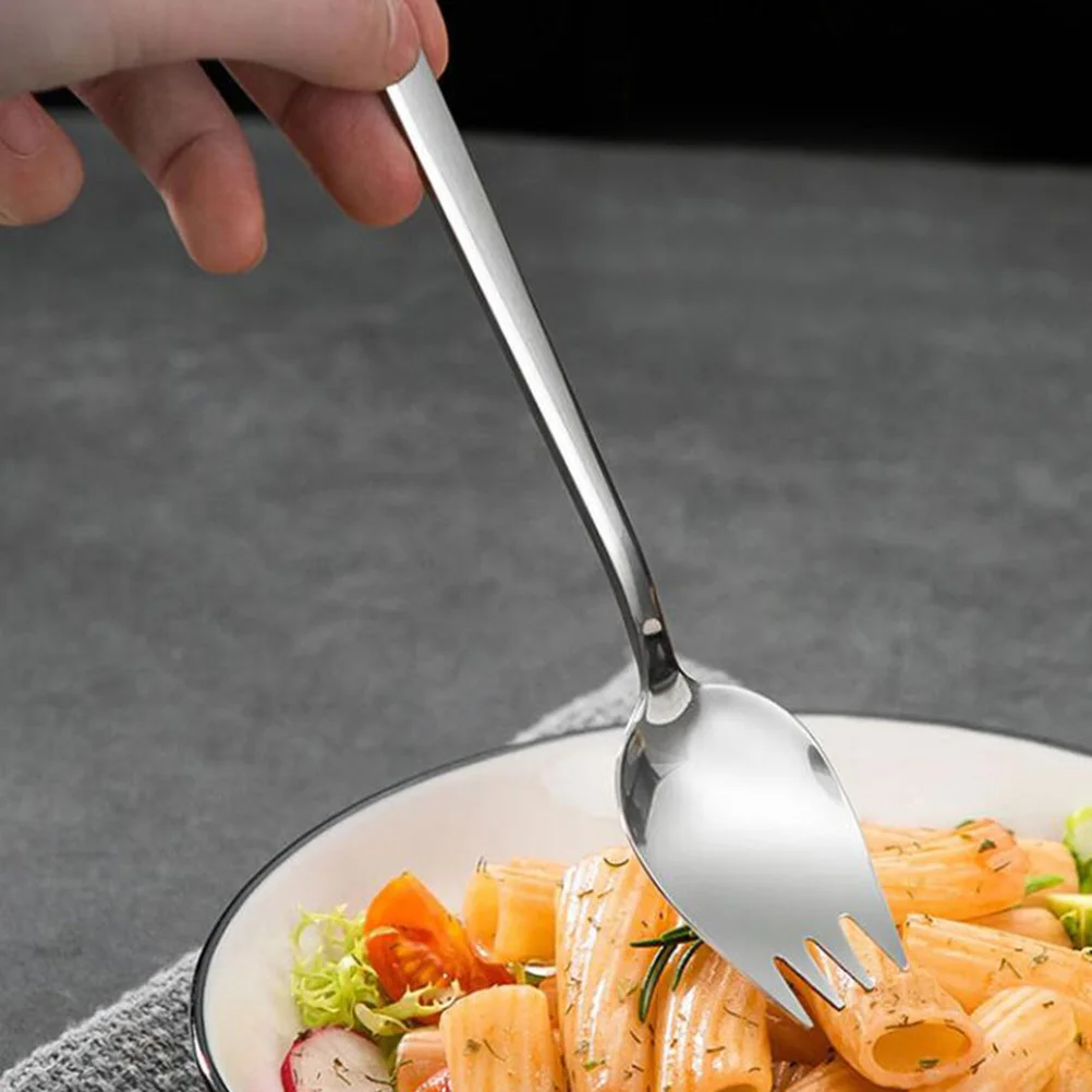 

6Pcs Stainless Steel Sporks Dual Purpose Spoon Fork for Salad Fruit Dessert Ice Cream Outdoor Camping Picnic Noodle Use