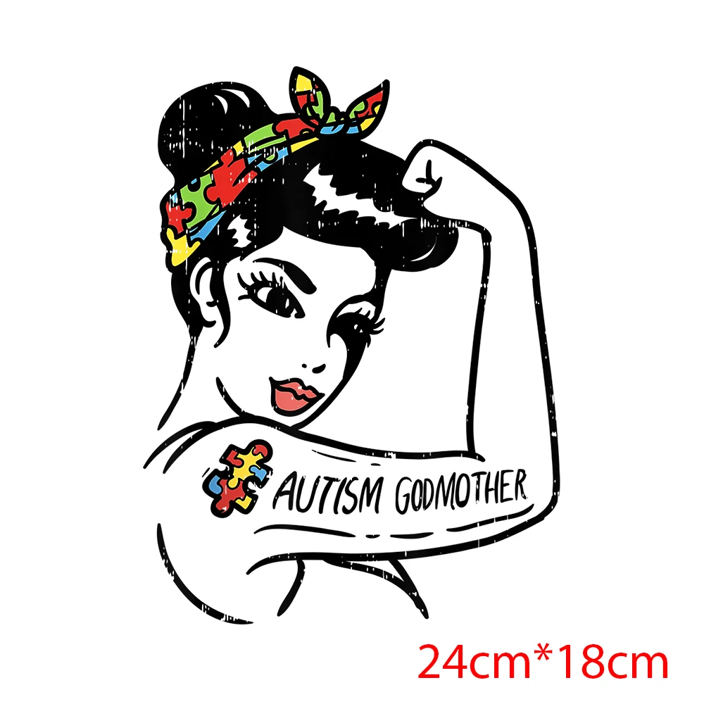 Autism Transfer Iron-on Transfers For Cloth Patches For Clothes Parches Termoadhesivos Para Ropa Clothing Thermoadhesive Patches