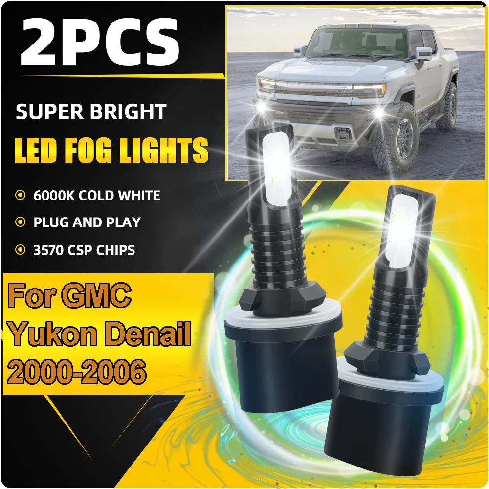 

880 LED Car Front Fog Light Bulbs High Power 20000LM Super White 6000K Auto Fog Lamps For GMC Yukon Denail 2000-2004 2005 2006