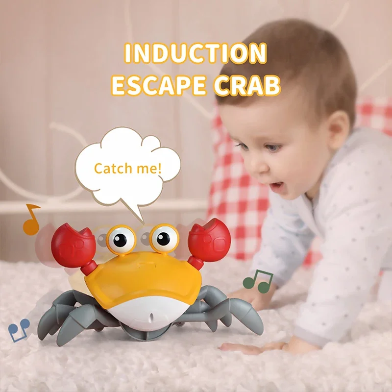 Juguete para gatear de pulpo y cangrejo de Escape por inducción para niños, juguetes musicales electrónicos para mascotas, juguete educativo para niños pequeños, juguete móvil, regalo de Navidad