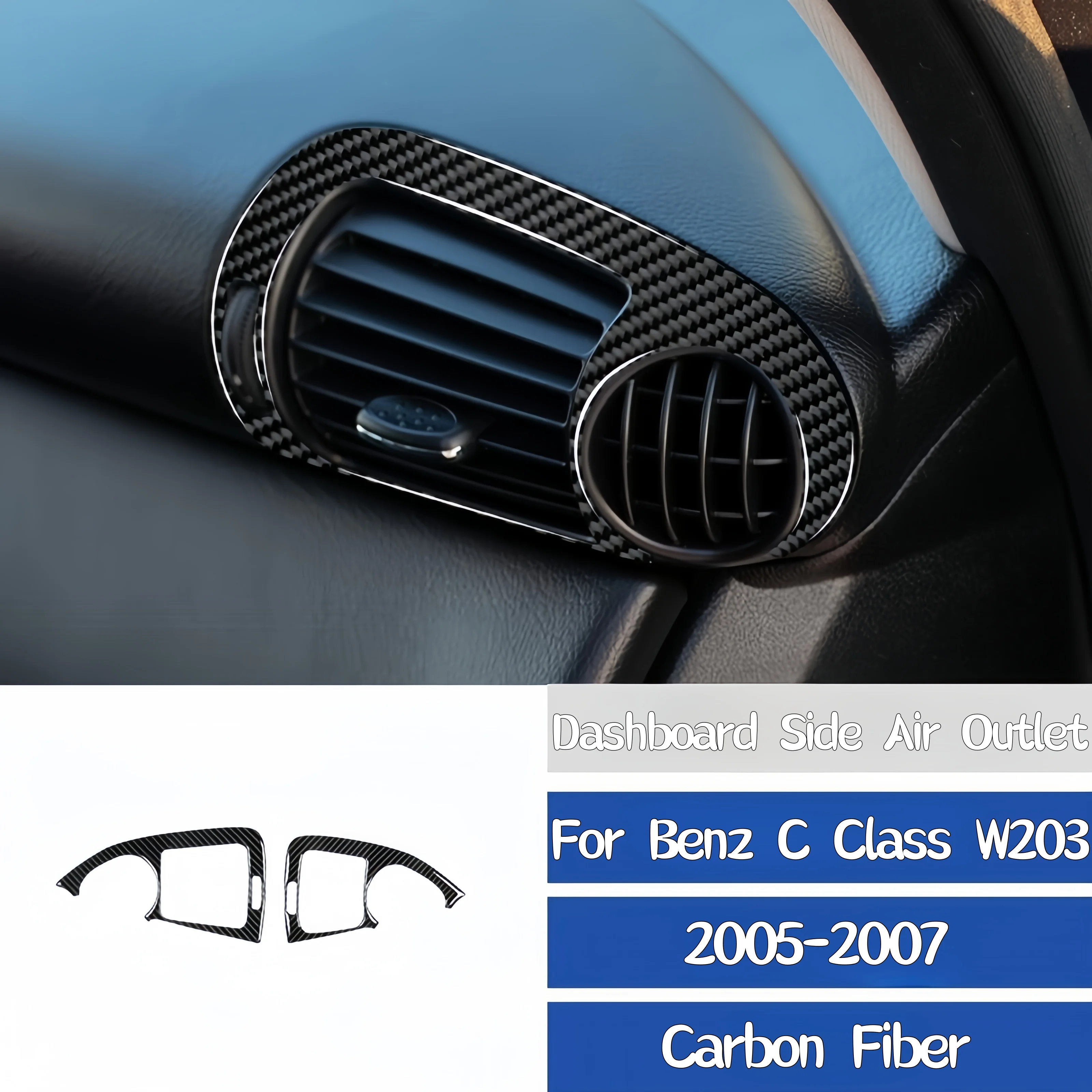 

For Mercedes Benz C-Class W203 2005-2007 Carbon Fiber Car Dashboard Side Air Outlet Vent Frame Cover Trim Sticker Auto Zubehör