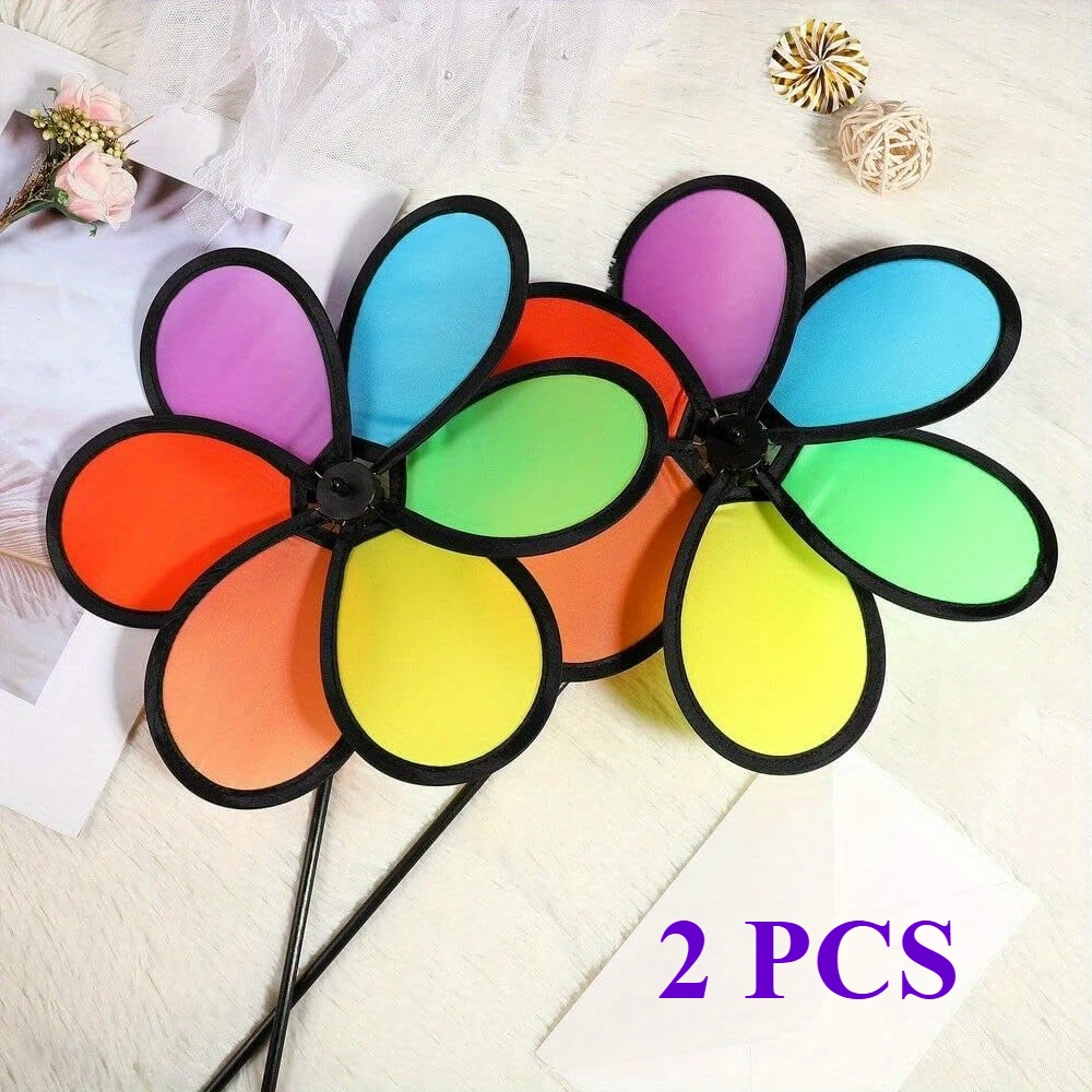 2 PCS 9.4 inch Wind Spinners Flower Spinners Colorful Wind Spinners for Lawn Pinwheels Windmill Party Pinwheel Wind Spinner