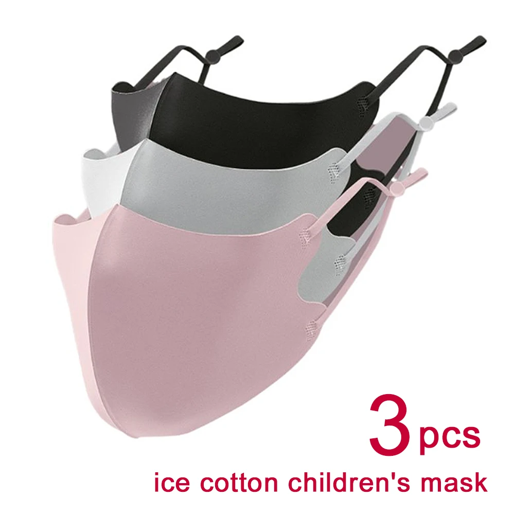 3Pcs Adjustable Washable Ice Silk Face Mask Resuable Dust-proof Anti Dust Filter Mouth Masks for Adults and Kids