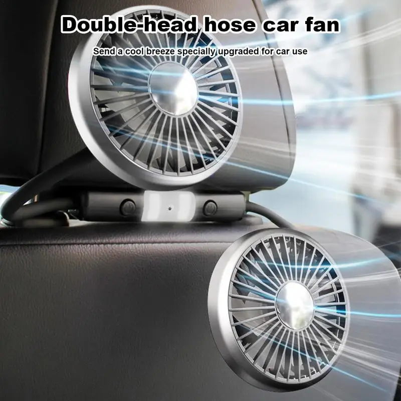 Backseat Car Fan 360 Degree Rotatable Car Cooler Fan With Led Light Creative Cooling Fans Passenger Portable Fan With Low Noise