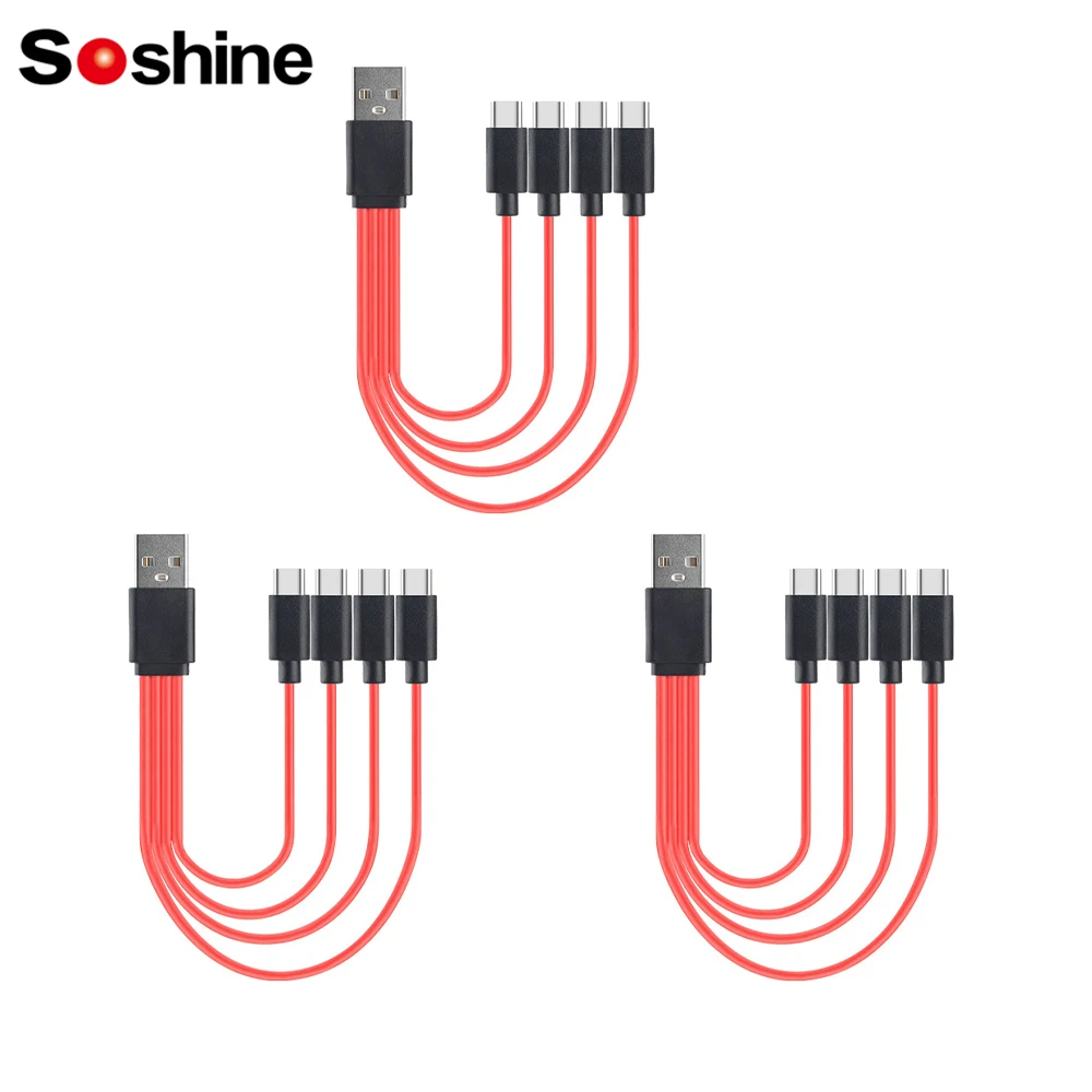 Soshine TYPE Line 4-in-1 USB Cable for USB Rechargeable Battery