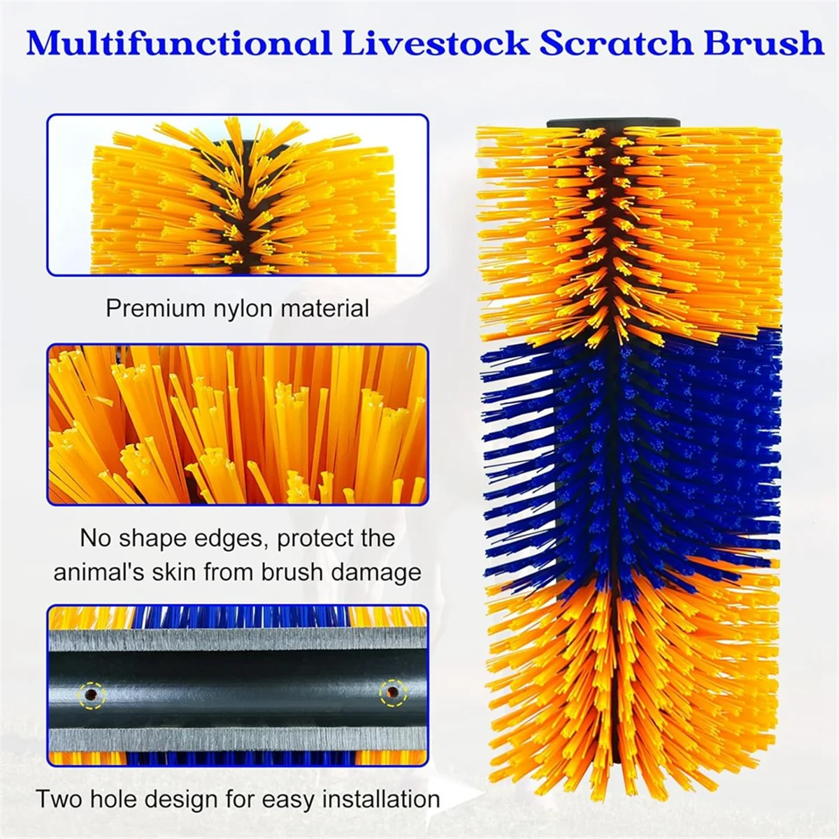 Livestock Scratch Brushes, 17.5 X 7.5 Inch Soft Horse Cow Scratcher Full Massage Brush, Relieve Itching on the Back