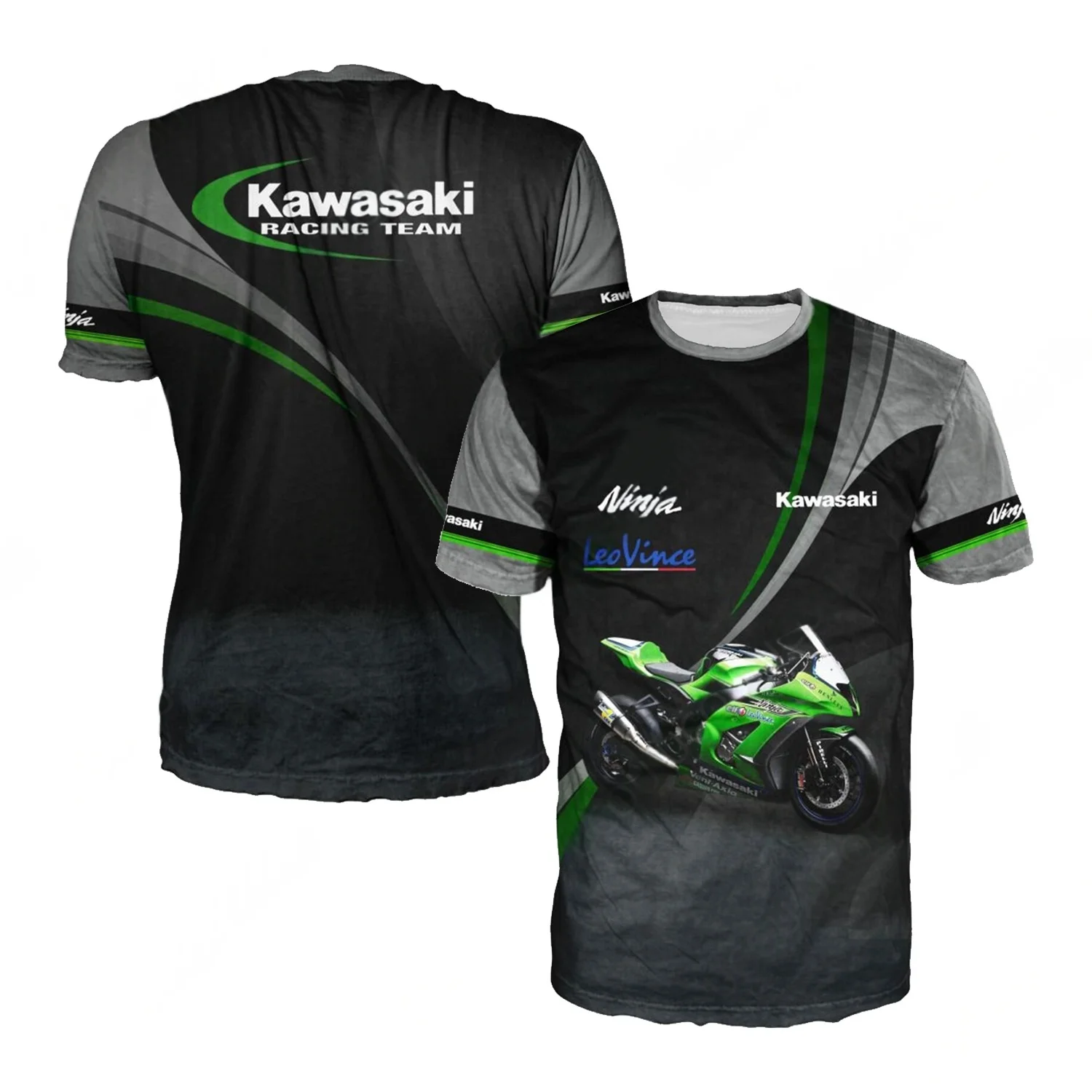 

3D Printed Kawasaki Motorcycle Men's T-shirt Quick Drying Clothing Loose Sportswear Oversized Casual Short Sleeved