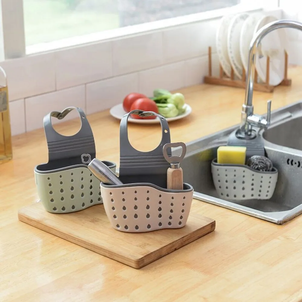 Kitchen Sink Drain Basket Hanging Bag Faucet Sponge Storage Rack Vegetable Washing Sink Punch-free Storage Hanging Basket