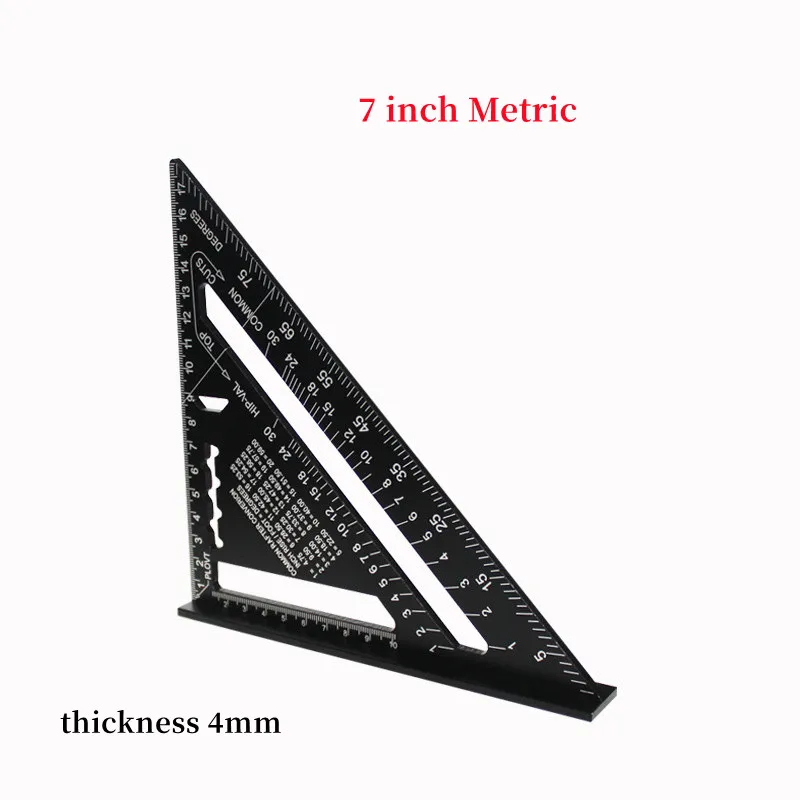 7''/12" Dreieck Lineal Zimmermann Mess Layout Werkzeug Metrische Legierung Metall Dreieck Lineal Winkelmesser für Holzbearbeitung Werkzeuge – Detail 6