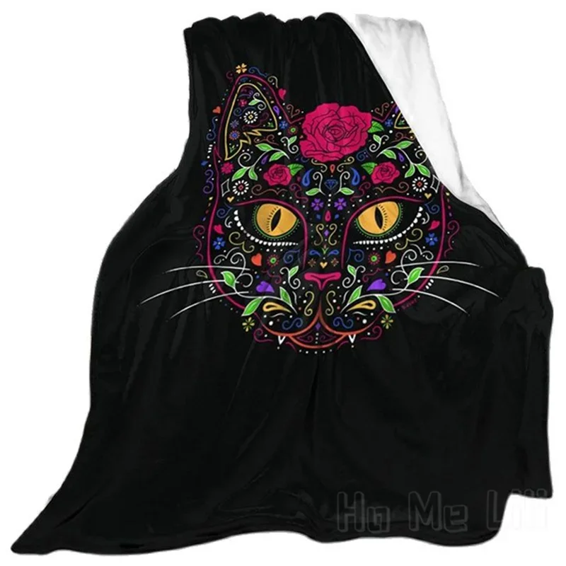 Фланелевое одеяло с изображением сахарного черепа от Ho Me Lili, мягкое пушистое для дивана, кресла, кровати, офиса, путешествий, кемпинга, подарка на Хэллоуин