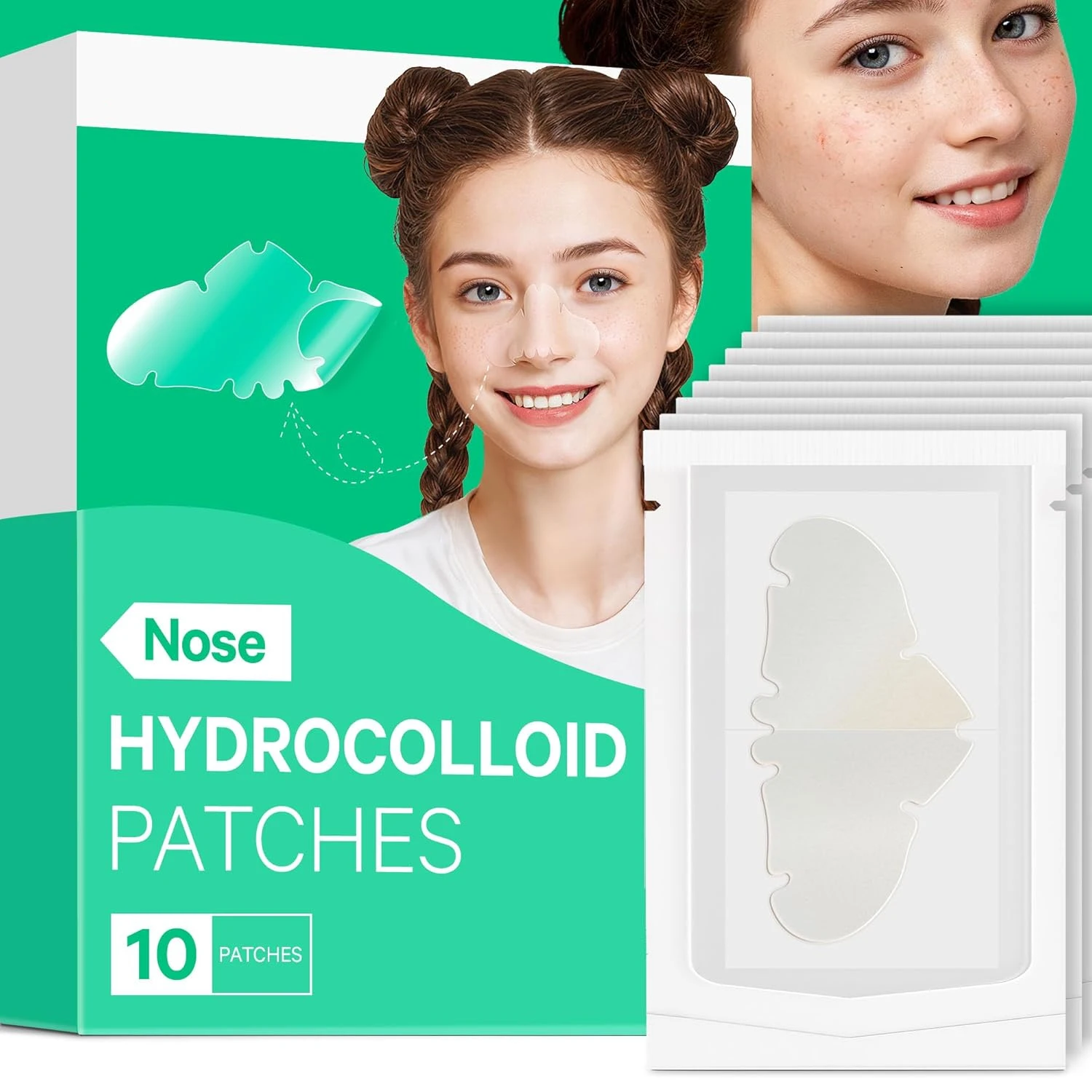 

10 Count Patches for Nose Overnight Acne Pore Strips Hydrocolloid Nose Patches Control Oil Targets Pimples Blemishes Clear Skin