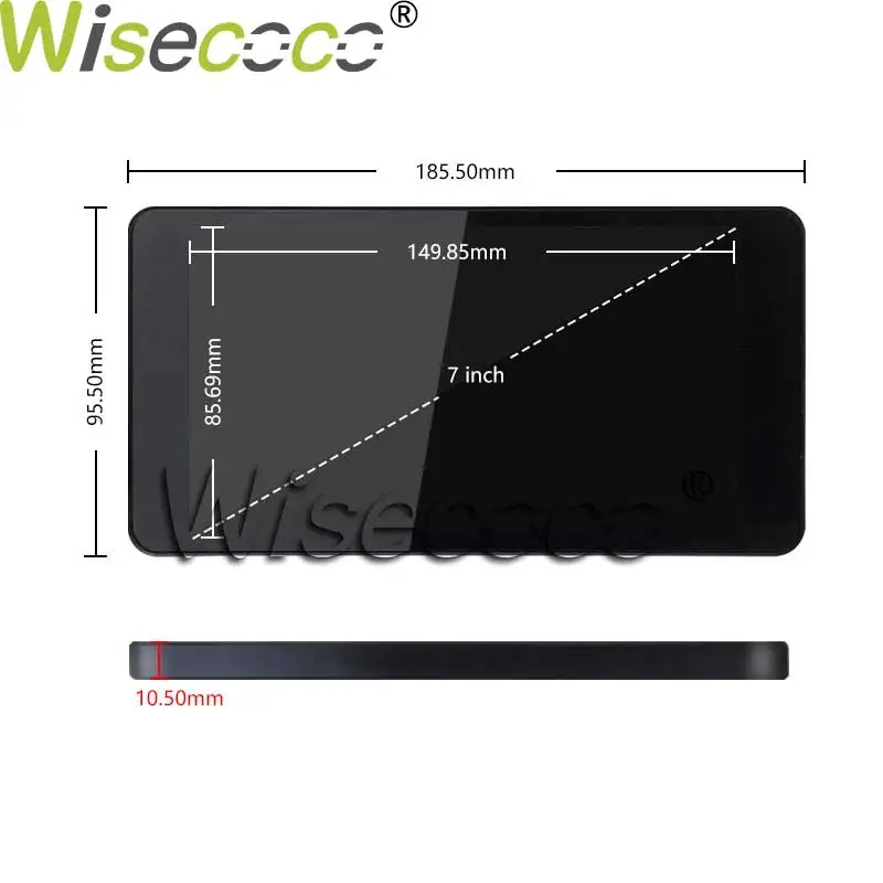 7 Inch FHD IPS On-cell Touch Protable Monitor Landscape Mode TFT LCD Screen RPI Game Console Wisecoco