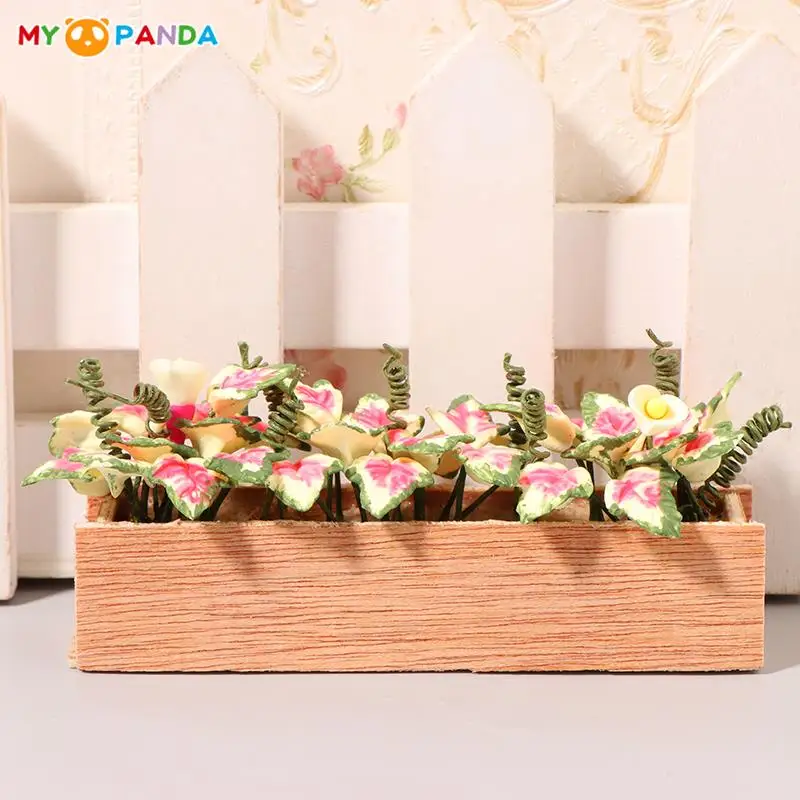 1:12 Dollhouse Miniature Flower Bushes Potted Plant Flower Bed Flower Bonsai Model DollHouse Garden Home Scene Decor Accessories