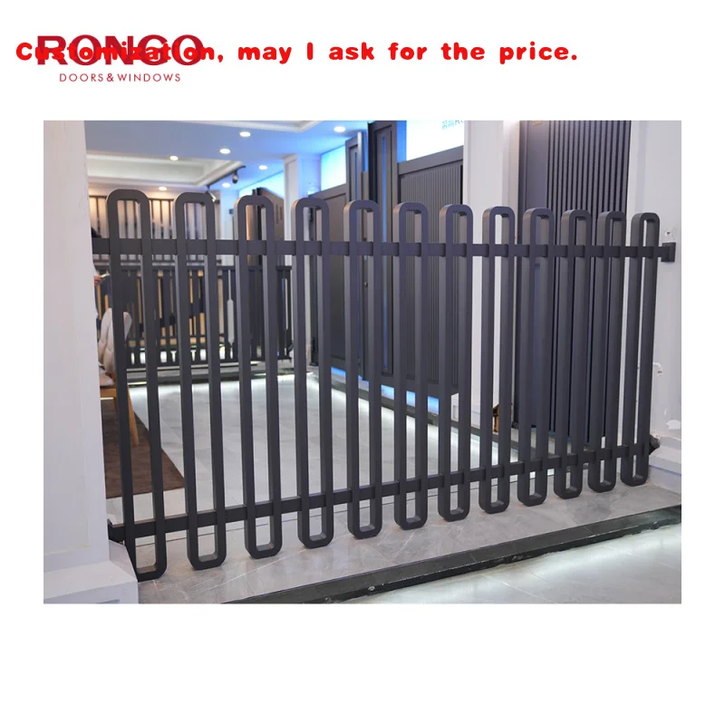 custom.Modern Aluminum Field Fence Panels Sleek Sliding Gate with Security Features Perimeter 3D Modeling Inc
