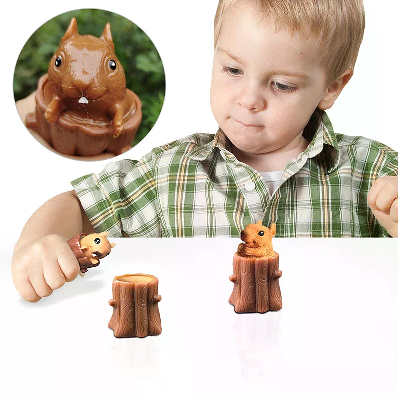 Squeeze Squirrel Cup Tree Stumps Rubber Children'S Toy Gifts