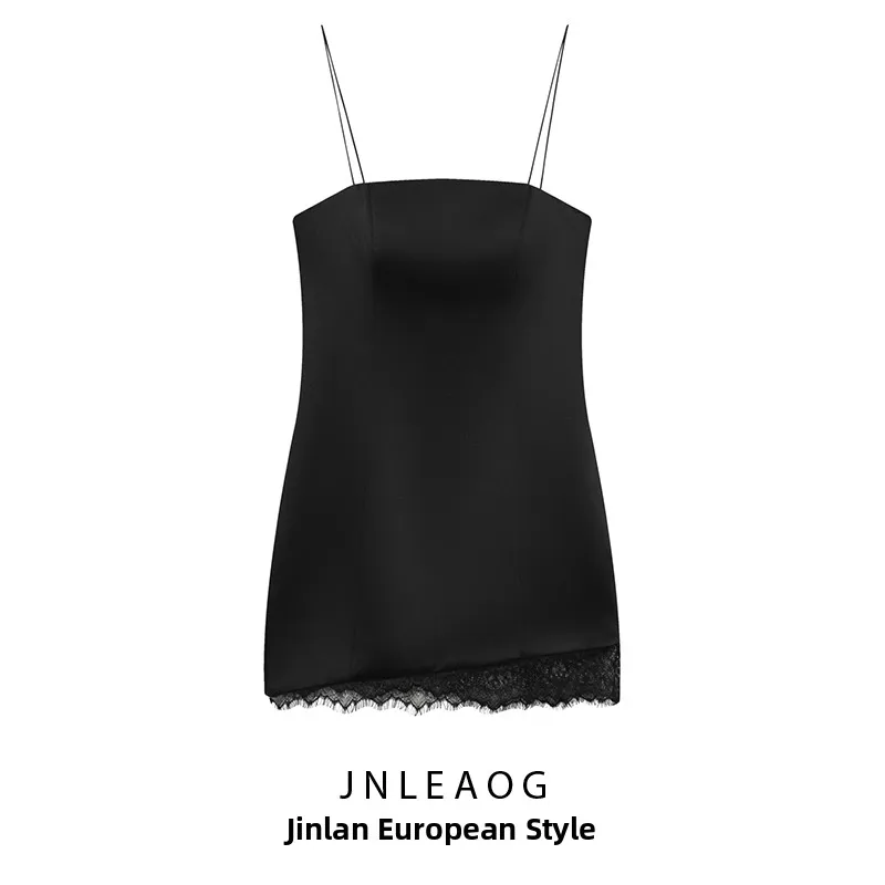 Ele ort Silk Satin Dr Design Autumn New Sle Women's Faion High Waist Straight Cut Casual Dr by JNLEAOG