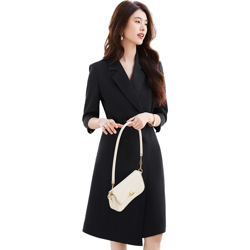 2025 الربيع والخريف نمط جديد فستان بتصميم بدلة التنقل أنيقة الربيع والخريف الخصر مقصوص فستان بتصميم بدلة المهنية الراقية F #5