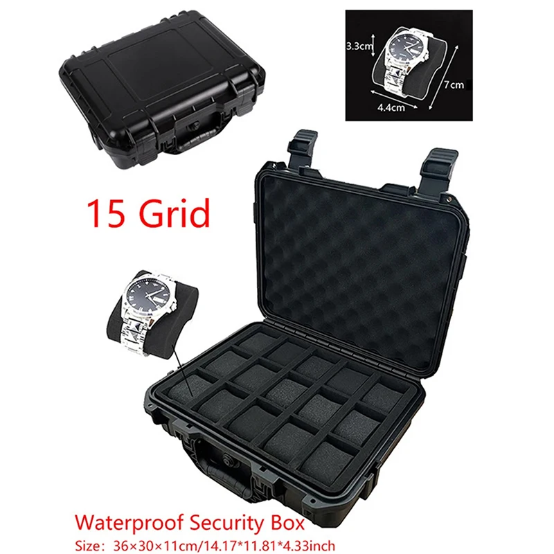 15 Slot Plastic Watch Case Portable Waterproof Watch Case Is Used To Store Watches Tool Box