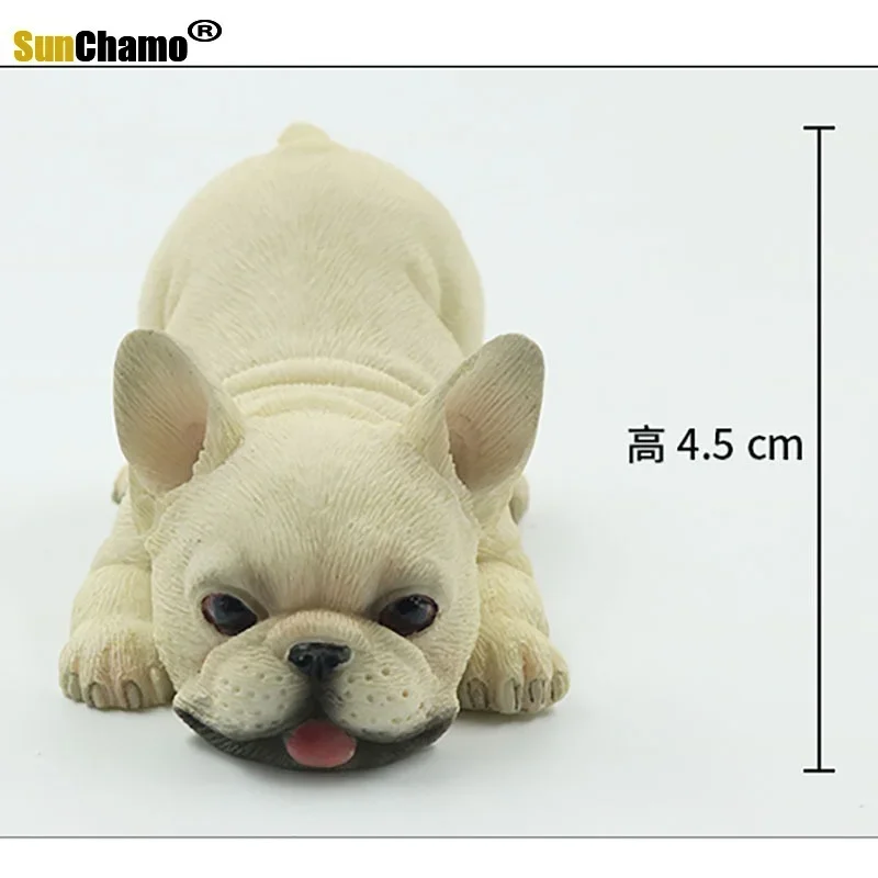 Fashion French Bulldog Model Frolic Small Fighting Simulation Animal Dog Cute Cow Car Pose Figurines Miniatures Decoration Craft