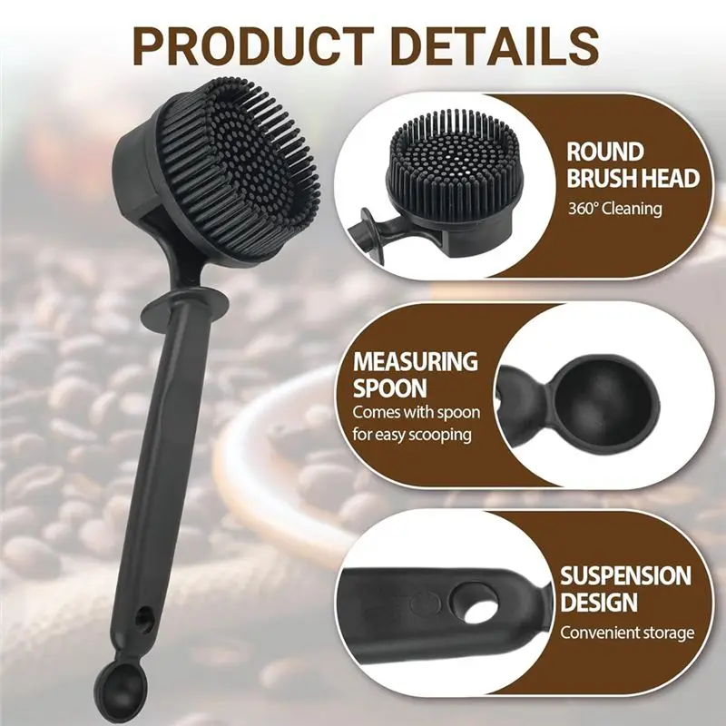 A69esilicone Cleaning Brush For Espresso Machine 58MM For Coffee Machine Group Head, 360° Cleaning
