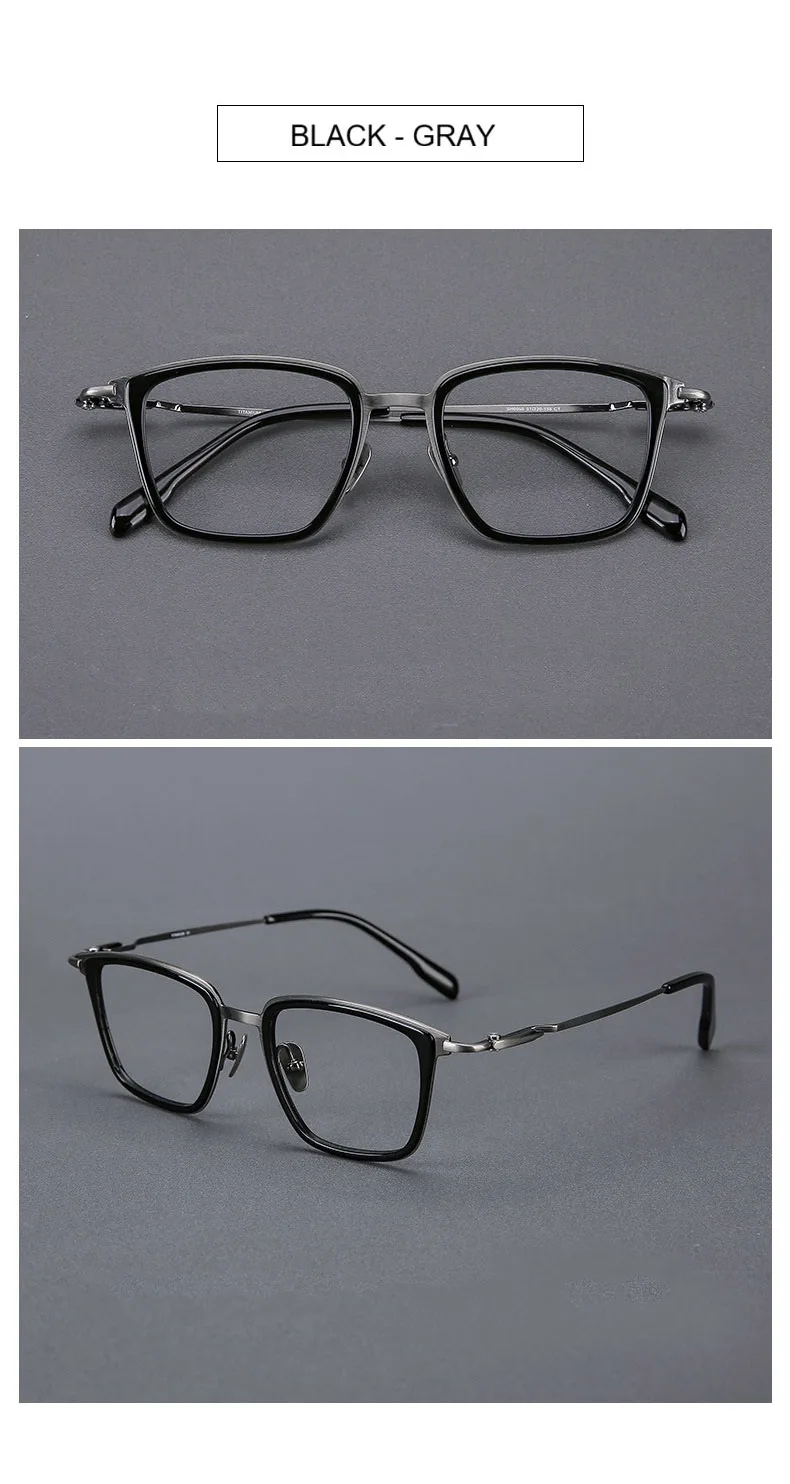 EYELUYAN 155mm Größe Breites Gesicht Brillengestell Männer Acetat Titan Fashion Square Vollrand Optische Brillengestell – Detail 10