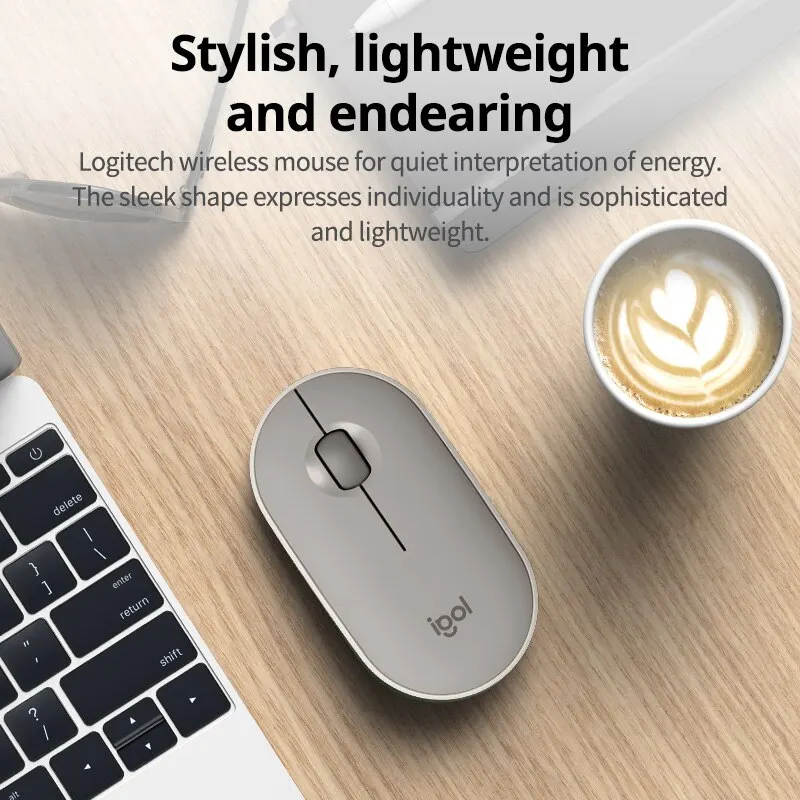 ماوس كمبيوتر محمول لوحي Logitech ماوس ببطارية مكتب خفيفة ورقيقة كتم صوت Usb مخزون ماوس صغير