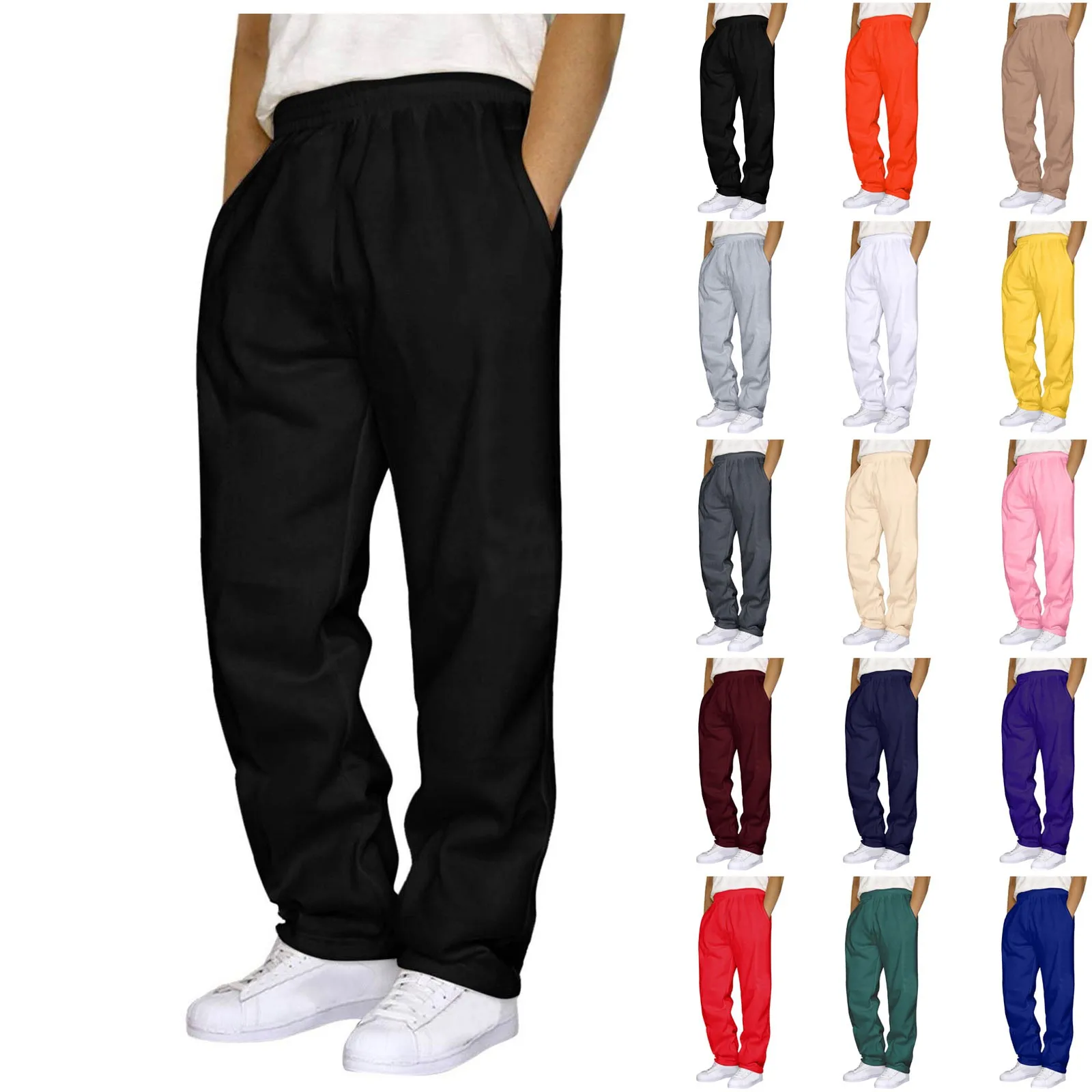 Men Cargo Jogger Pants Autumn Winter Fleece Sweatpants Mens Fleece Overalls Joggers Sweat Pocket Pants Cargo Trousers Streetwear