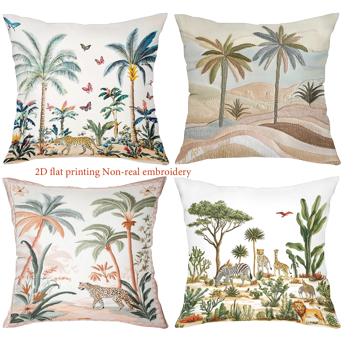 2D Flat Printing Palm Tree And Animal Pattern Cushion Covers Polyester pillowcase, sofa decorative cushion cov Headboard Pillow